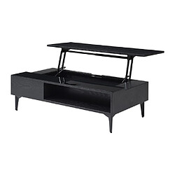 Vente-Unique Table basse avec plateau relevable et 1 niche en MDF et verre - Noir - SIDELIA pas cher