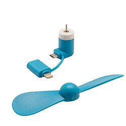 Avis Wewoo Ventilateur USB bleu pour téléphone portable avec fonction OTG & Lightning Ports Micro USB Mode Lightning & Micro USB Mini avec deux feuilles,