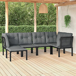 vidaXL Salon de jardin 6 pcs noir et gris résine tressée