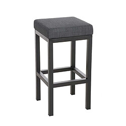 Decoshop26 Tabouret de bar x1 avec repose-pieds design simple hauteur d'assise 80 cm en tissu gris foncé et support en métal noir 10_0005409