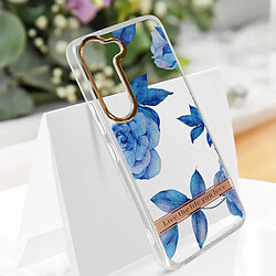 Avizar Coque pour Samsung Galaxy S23 Dos Rigide Contour Souple Design Fleurs Bleues pas cher