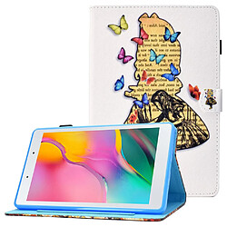 Etui en PU motif de lignes de piqûres avec support et porte-cartes pour votre Samsung Galaxy Tab A 8.0 (2019) SM-T290 (Wi-Fi)/SM-T295 (LTE) - fille