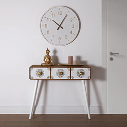 Versa Horloge Murale pour la Cuisine, Pendule pour Salon Riscle 61x4,5x61cm,Bois MDF, Blanc