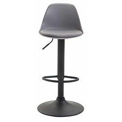 Decoshop26 Lot de 2 tabourets de bar moderne et confortable assise en PVC gris coque en plastique et pieds en métal noir 10_0004239