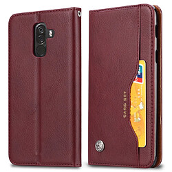 Wewoo Housse Coque Étui en cuir à rabat horizontal avec texture de peau pour Xiaomi Pocophone F1avec cadre photosupportporte-cartes et portefeuille vin rouge