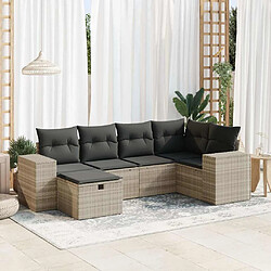 vidaXL Salon de jardin 6 pcs avec coussins gris clair résine tressée