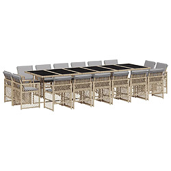 vidaXL Ensemble à manger de jardin et coussins 17 pcs mélange beige