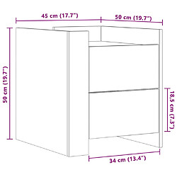 vidaXL Table de chevet chêne sonoma 45x50x50 cm bois d’ingénierie pas cher