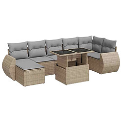 vidaXL Salon de jardin avec coussins 8 pcs beige résine tressée