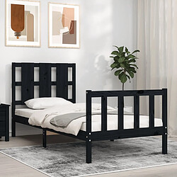 Maison Chic Cadre/structure de lit avec tête de lit pour adulte - Lit Moderne Chambre noir petit simple bois massif -MN42426