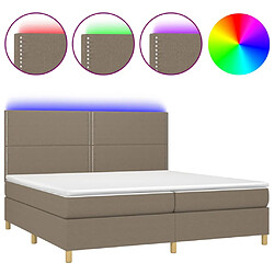 vidaXL Sommier à lattes de lit et matelas et LED Taupe 200x200cm Tissu