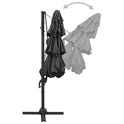 Avis Helloshop26 Parasol mobilier de jardin à 4 niveaux avec mât en aluminium 3 x 3 m anthracite 02_0008785