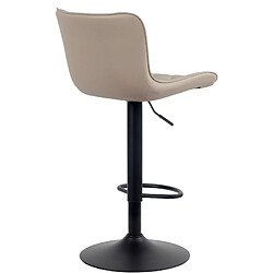 Decoshop26 Tabouret de bar x1 coutures décoratives pied trompette hauteur réglable en métal noir assise en PVC crème 10_0004857