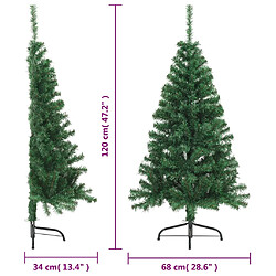 vidaXL Sapin de Noël artificiel moitié avec support vert 120 cm PVC pas cher