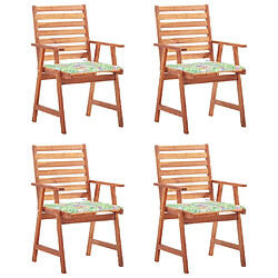 vidaXL Chaises à manger d'extérieur lot de 4 et coussins Acacia massif