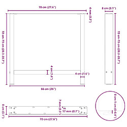 Acheter vidaXL Pieds de table basse blanc 2 pcs 70x(72-73) cm acier