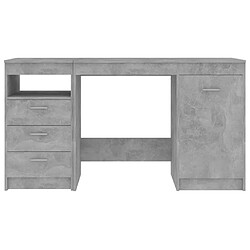 Helloshop26 Bureau table poste de travail meuble d'ordinateur informatique étude 140 x 50 x 76 cm bois d’ingénierie gris 02_0023844