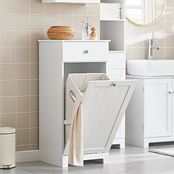 SoBuy BZR21-W Meuble Bas de Salle de Bain Armoire Toilette Meuble de Rangement Corbeille