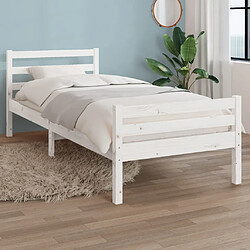 Maison Chic Lit adulte - Lit simple Cadre de lit,Structure du lit Contemporain Blanc Bois massif 100x200 cm -MN92300