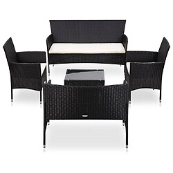 Maison Chic Salon de jardin 5 pcs + coussins - Mobilier/Meubles de jardin - Table et chaises d'extérieur Résine tressée Noir -MN19982