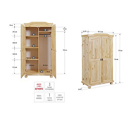 Acheter But Armoire 2 portes AUTHENTIC en pin massif Naturel vernis