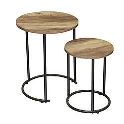 JOYA SET DE 2 TABLES D'APPOINT RONDE D30XH39CM ET D40XH49CM+Urban Living JOYA SET DE 2 TABLES D'APPOINT RONDE D30XH39CM ET D40XH49CM+Bois