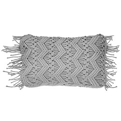 Beliani Coussin KIRIKKALE Coton 30 x 45 cm Unicolore Macramé Gris