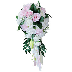 Acheter Mariage Main Bouquet De Mariée Tenant Des Fleurs Artificielles Blanc + Rose