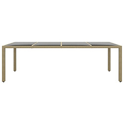 Maison Chic Table de jardin | Table d'extérieur avec dessus en verre beige résine tressée -GKD26948