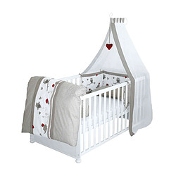 Avis Roba Lit bébé évolutif Adam et Eule en bois blanc réglable en hauteur matelas et accessoires