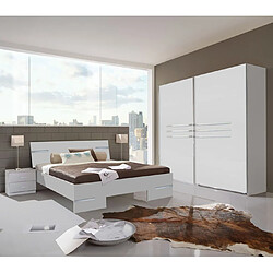 Chambre adulte coloris blanc en panneaux de particules - 160 X 200 cm -PEGANE-