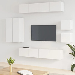 Maison Chic Ensemble de meubles TV 8 pcs | Banc TV Moderne pour salon | Meuble de Rangement - Blanc Bois d'ingénierie -MN98641