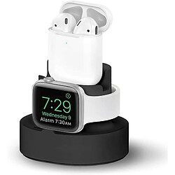 Chrono Mini station de charge double support de charge compatible avec Apple Watch 38 42 40 44 mm série 6 SE 5 4 3 2 1, AirPods 2, 1, iPhone 11, XS Max, XR et plus,(noir)