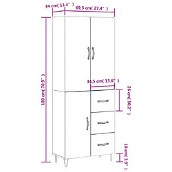 vidaXL Buffet haut Chêne sonoma 69,5x34x180 cm Bois d'ingénierie pas cher