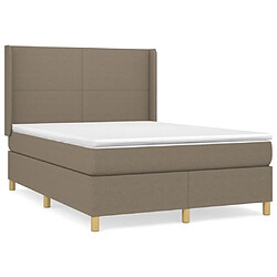 Maison Chic Lit adulte- Lit + matelas,Sommier à lattes de lit avec matelas Taupe 140x200 cm Tissu -GKD49171