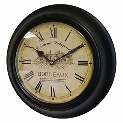 L'Héritier Du Temps Horloge Murale en Fer avec Vitre en Plexiglass Pendule de Cuisine Chateau Delafont Bordeaux Noir 4x32x32cm