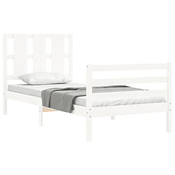 Acheter Maison Chic Cadre/structure de lit avec tête de lit pour adulte - Lit Moderne Chambre blanc simple bois massif -MN88148