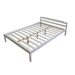 Homestyle4U Lit en bois massif lit lit de 200 x 140 blanc nouvelle a lattes cadre