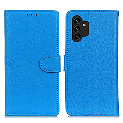 Etui en PU texture litchi, fermeture magnétique bleu pour votre Samsung Galaxy A13 4G