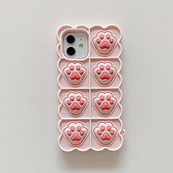 Universal Push bulle mignonne casse en silicone en forme de patte rose pour iPhone 12