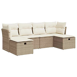 vidaXL Salon de jardin avec coussins 6 pcs beige résine tressée