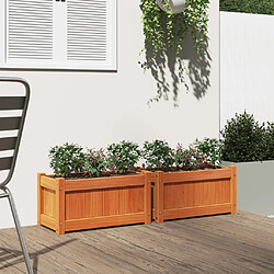 Avis Maison Chic Lot de 2 Jardinières,Bac à fleurs - pot de fleur cire marron bois de pin massif -GKD11649