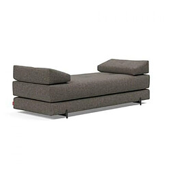 Inside 75 Méridienne design SIGMUND INDU Flashtex, Dark Grey convertible lit 160*200 cm pieds Acier noir