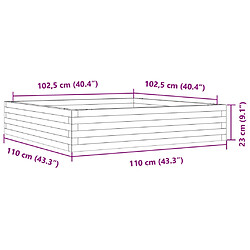 vidaXL Jardinière 110x110x23 cm bois massif douglas pas cher