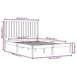 vidaXL Cadre de lit sans matelas 140x190 cm bois de pin massif pas cher