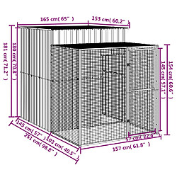 Acheter vidaXL Poulailler avec cour gris clair 165x251x181 cm acier galvanisé
