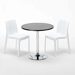 Avis Grand Soleil Table Ronde Noir et 2 Chaises Colorées P