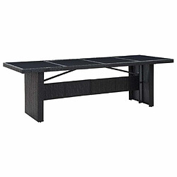 Maison Chic Table de jardin | Table d'extérieur Noir 240x90x74 cm Résine tressée et verre -GKD41586