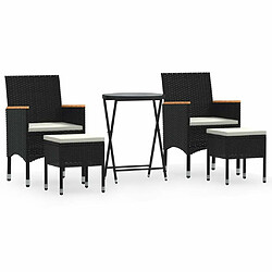 Maison Chic Table de bistro et chaises d'extérieur 5 pcs,Ensemble de bistro de jardin pour relax poly rotin et verre trempé -GKD289223