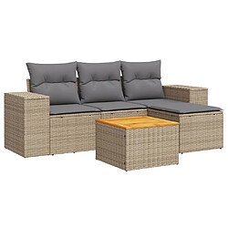 Maison Chic Salon de jardin avec coussins 5 pcs | Ensemble de Table et chaises | Mobilier d'Extérieur beige résine tressée -GKD39202